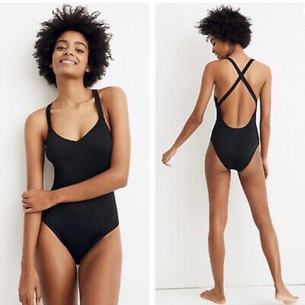 madewell second wave crisscross one-piece swimsuit